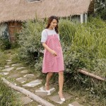 Đầm bầu phối yếm sọc caro 